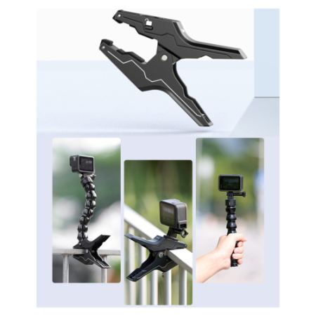 Ulanzi Go-Quick II Gooseneck (3111) - zacisk z elastycznym ramieniem typu gęsia szyjka z magnetyczną szybkozłączką do kamer sportowych (32cm) - przykład użycia